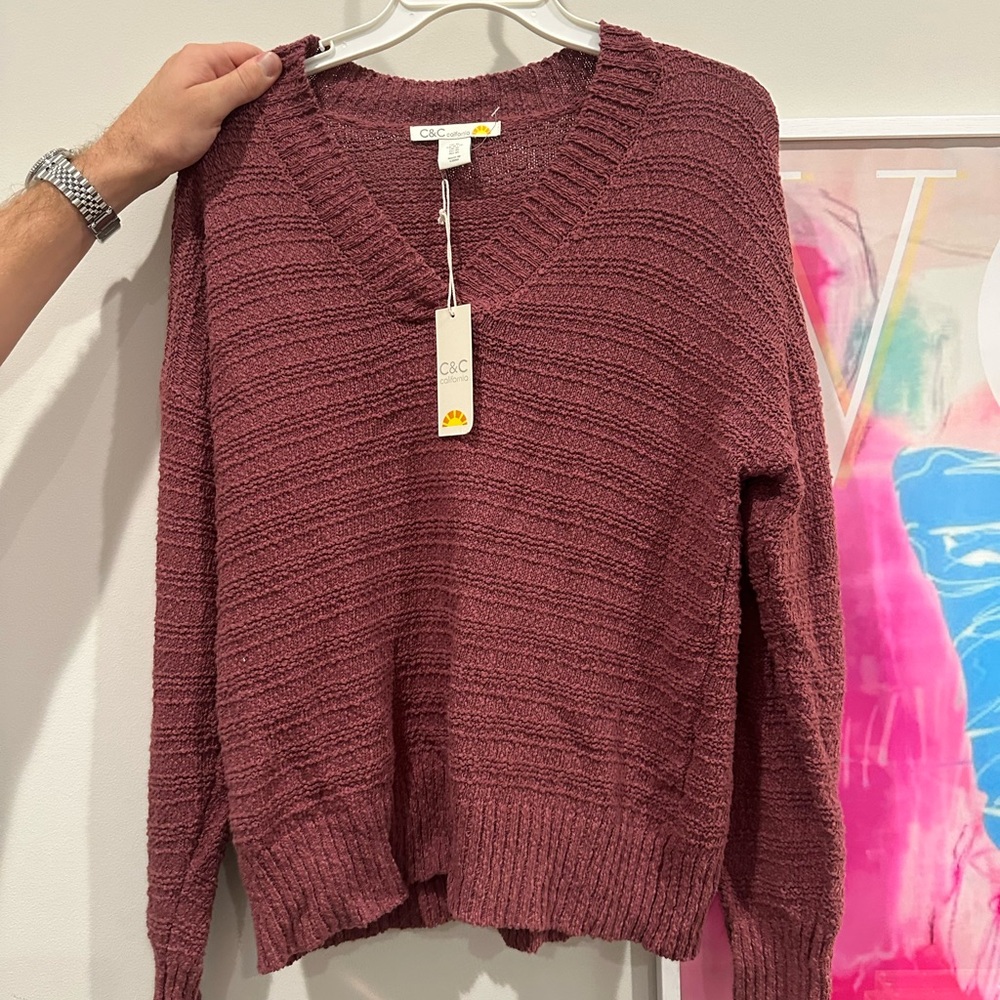 C&C California Women's Deep purple V-Neck Sweater
